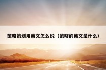 策略策划用英文怎么说（策略的英文是什么）