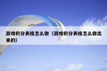 游戏积分表格怎么做（游戏积分表格怎么做出来的）