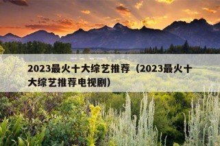 2023最火十大综艺推荐（2023最火十大综艺推荐电视剧）