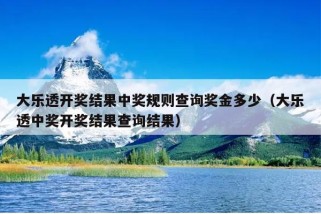 大乐透开奖结果中奖规则查询奖金多少（大乐透中奖开奖结果查询结果）