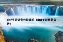 dnf手游语音包能改吗（dnf手游更新公告）