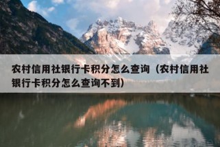 农村信用社银行卡积分怎么查询（农村信用社银行卡积分怎么查询不到）