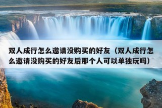 双人成行怎么邀请没购买的好友（双人成行怎么邀请没购买的好友后那个人可以单独玩吗）