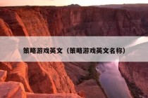 策略游戏英文（策略游戏英文名称）