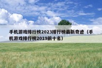 手机游戏排行榜2023排行榜最新奇迹（手机游戏排行榜2019前十名）