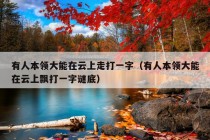 有人本领大能在云上走打一字（有人本领大能在云上飘打一字谜底）