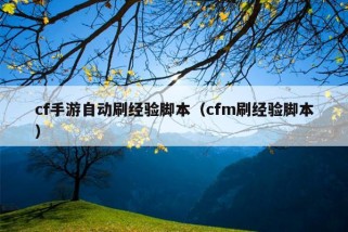 cf手游自动刷经验脚本（cfm刷经验脚本）