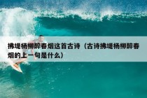 拂堤杨柳醉春烟这首古诗（古诗拂堤杨柳醉春烟的上一句是什么）