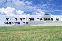 一家十一口一家二十口猜一个字（两家合一起万事都不愁猜一个字）