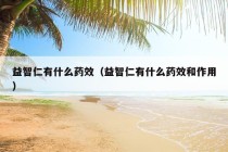 益智仁有什么药效（益智仁有什么药效和作用）