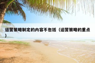 运营策略制定的内容不包括（运营策略的重点）