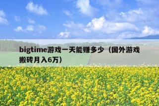 bigtime游戏一天能赚多少（国外游戏搬砖月入6万）