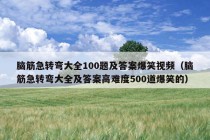 脑筋急转弯大全100题及答案爆笑视频（脑筋急转弯大全及答案高难度500道爆笑的）