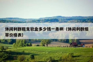 休闲利群粗支软盒多少钱一条啊（休闲利群烟草价格表）