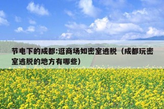 节电下的成都:逛商场如密室逃脱（成都玩密室逃脱的地方有哪些）