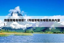 传播策略有哪些?（传播策略有哪些具体内容）