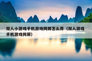 双人小游戏手机游戏同屏怎么弄（双人游戏 手机游戏同屏）