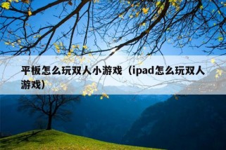 平板怎么玩双人小游戏（ipad怎么玩双人游戏）