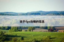 关于fgo攻略的信息