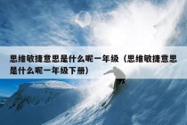 思维敏捷意思是什么呢一年级（思维敏捷意思是什么呢一年级下册）