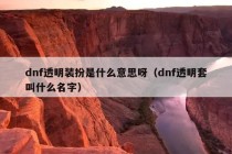 dnf透明装扮是什么意思呀（dnf透明套叫什么名字）