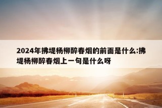 2024年拂堤杨柳醉春烟的前面是什么:拂堤杨柳醉春烟上一句是什么呀