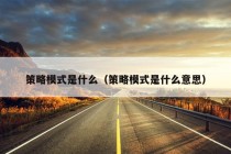 策略模式是什么（策略模式是什么意思）