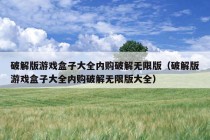 破解版游戏盒子大全内购破解无限版（破解版游戏盒子大全内购破解无限版大全）