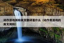 动作游戏简称英文翻译是什么（动作类游戏的英文简称）