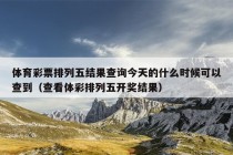 体育彩票排列五结果查询今天的什么时候可以查到（查看体彩排列五开奖结果）