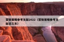 营销策略参考文献2022（营销策略参考文献近三年）