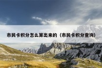 市民卡积分怎么算出来的（市民卡积分查询）