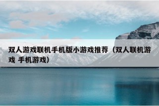 双人游戏联机手机版小游戏推荐（双人联机游戏 手机游戏）