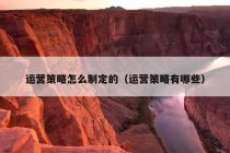 运营策略怎么制定的（运营策略有哪些）