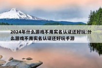 2024年什么游戏不用实名认证还好玩:什么游戏不用实名认证还好玩手游