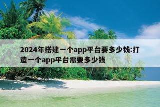 2024年搭建一个app平台要多少钱:打造一个app平台需要多少钱