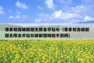 像素射击破解版无限金币钻石（像素射击破解版无限金币钻石破解版蜻蜓手游网）