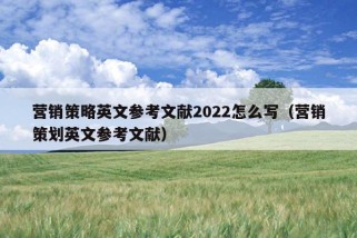 营销策略英文参考文献2022怎么写（营销策划英文参考文献）