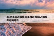 2024年二战策略pc单机游戏:二战策略类电脑游戏