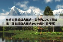 体育彩票超级大乐透中奖查询20074期结果（体彩超级大乐透20074期中奖号码）