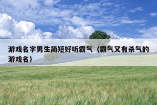 游戏名字男生简短好听霸气（霸气又有杀气的游戏名）