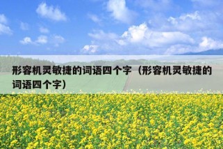 形容机灵敏捷的词语四个字（形容机灵敏捷的词语四个字）