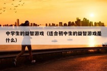 中学生的益智游戏（适合初中生的益智游戏是什么）