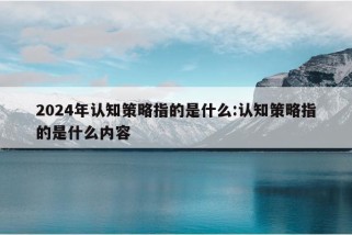 2024年认知策略指的是什么:认知策略指的是什么内容