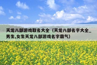 天龙八部游戏取名大全（天龙八部名字大全_男生,女生天龙八部游戏名字霸气）