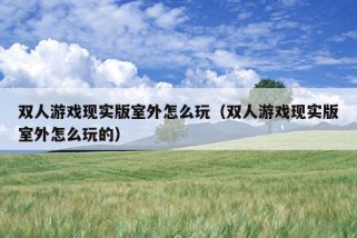 双人游戏现实版室外怎么玩（双人游戏现实版室外怎么玩的）