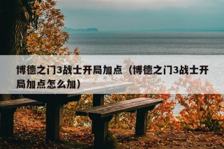 博德之门3战士开局加点（博德之门3战士开局加点怎么加）