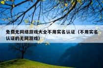 免费无网络游戏大全不用实名认证（不用实名认证的无网游戏）