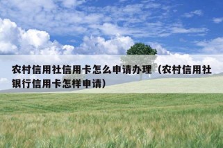 农村信用社信用卡怎么申请办理（农村信用社银行信用卡怎样申请）