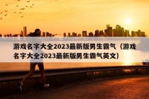 游戏名字大全2023最新版男生霸气（游戏名字大全2023最新版男生霸气英文）